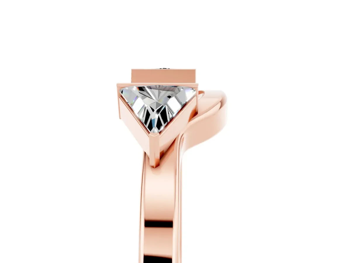 Trillion Moissanite Open Band Ring with Bezel Setting Rose gold
