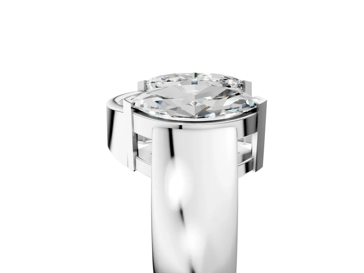 Marquise Diamond Open Band Ring with Tension Setting White gold