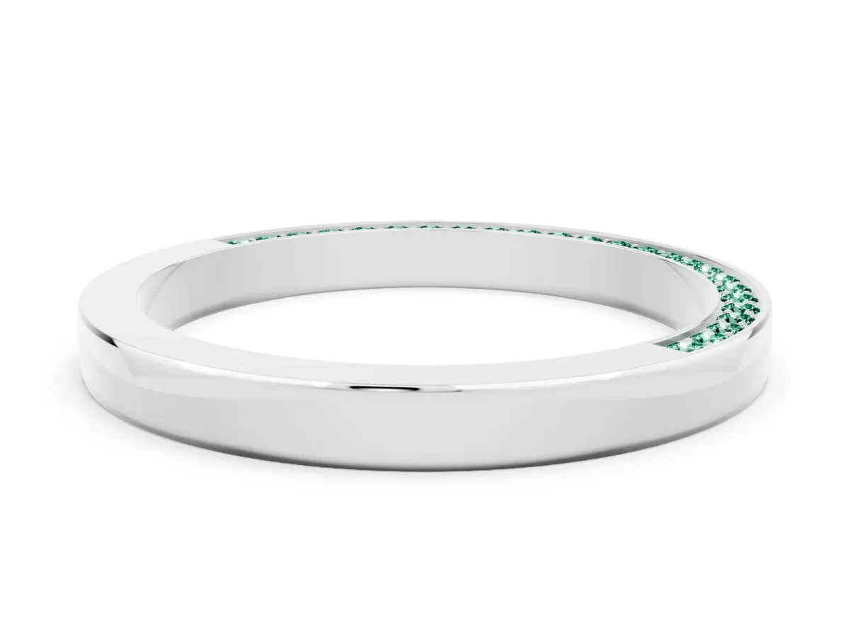 Pavé Round Green Sapphire Channel Set Band White gold