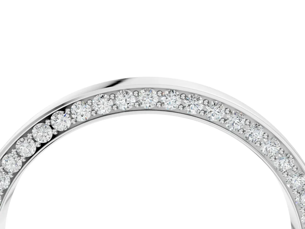 Pavé Round Diamond Channel Set Band Platinum