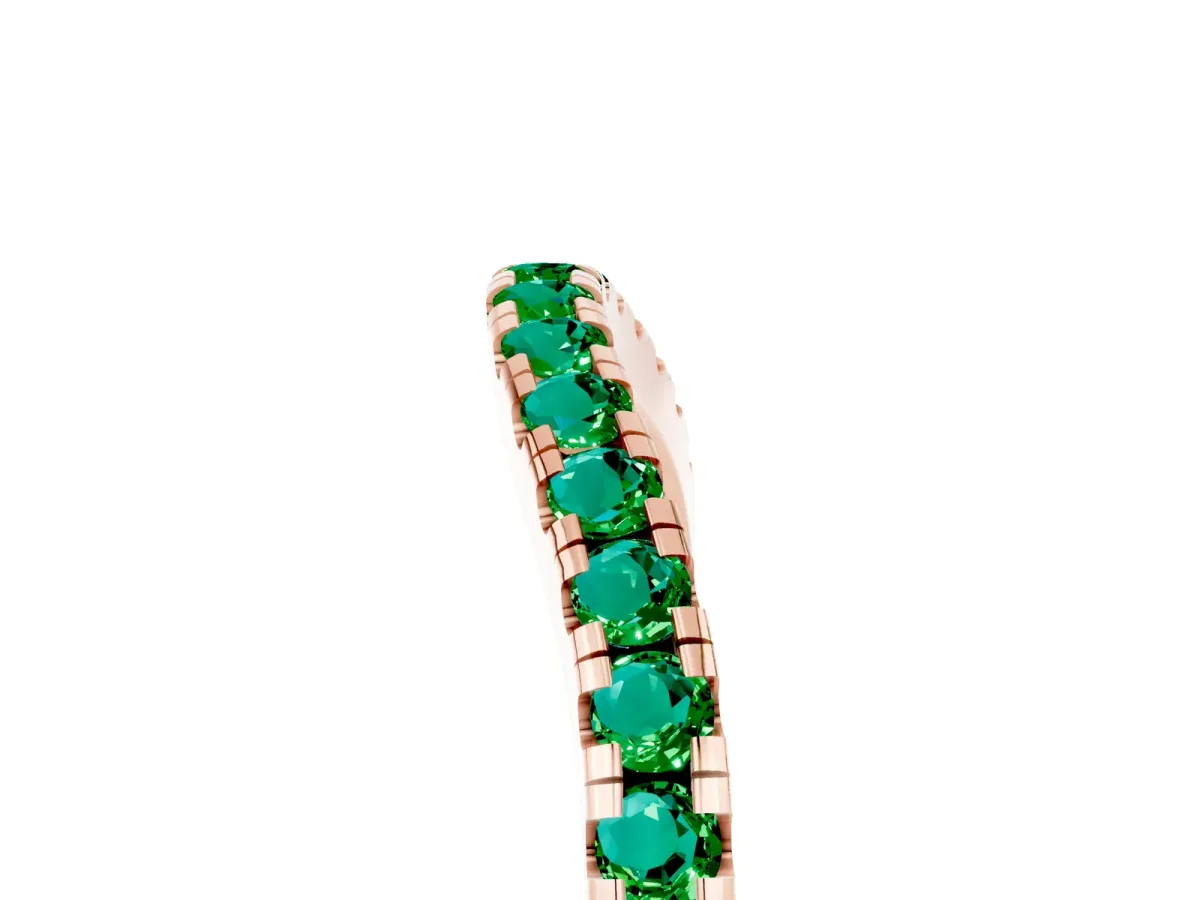 Round Emerald Pavé Half Eternity Band with Shared Prong Setting Rose gold