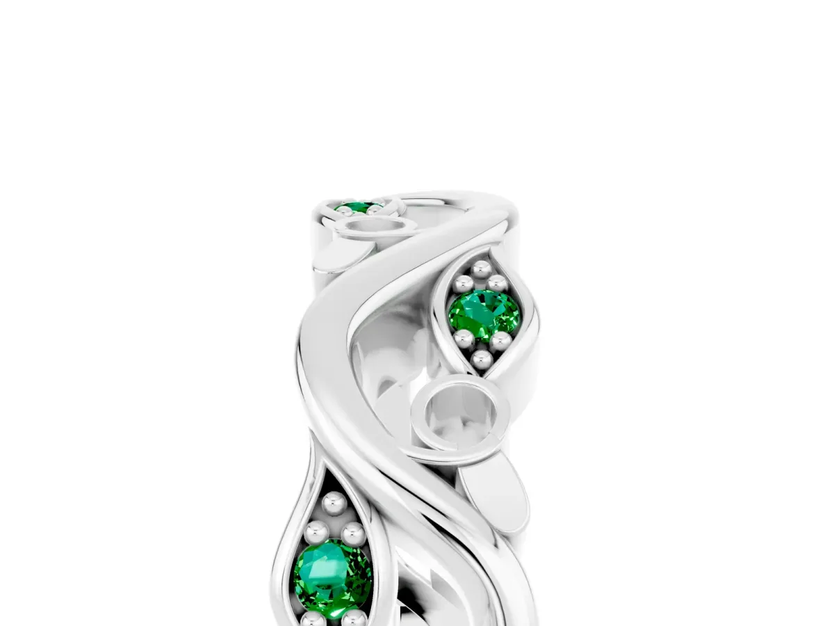 Marquise Emerald Vine Eternity Band with Bezel Setting Silver