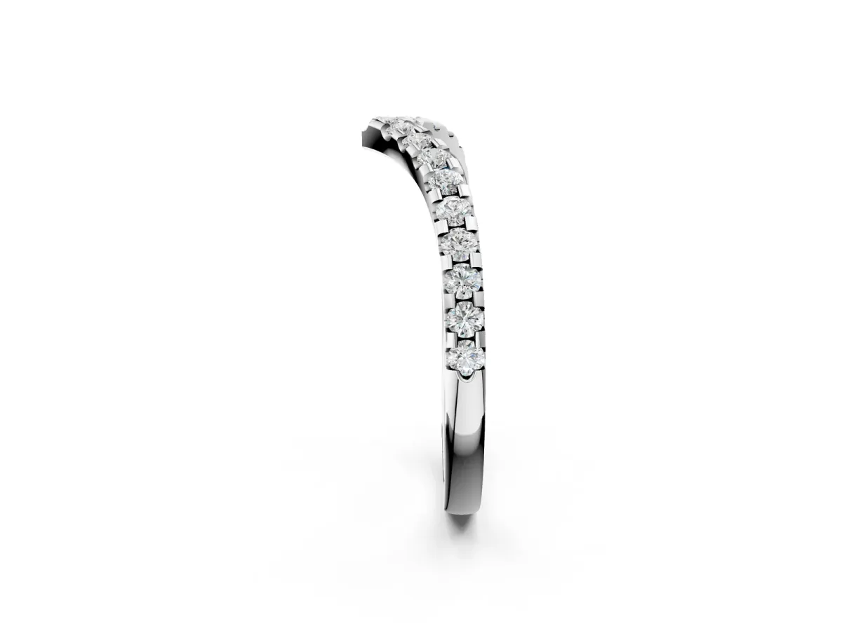 Pavé Round Diamond Chevron Band with Shared Prong Setting Platinum
