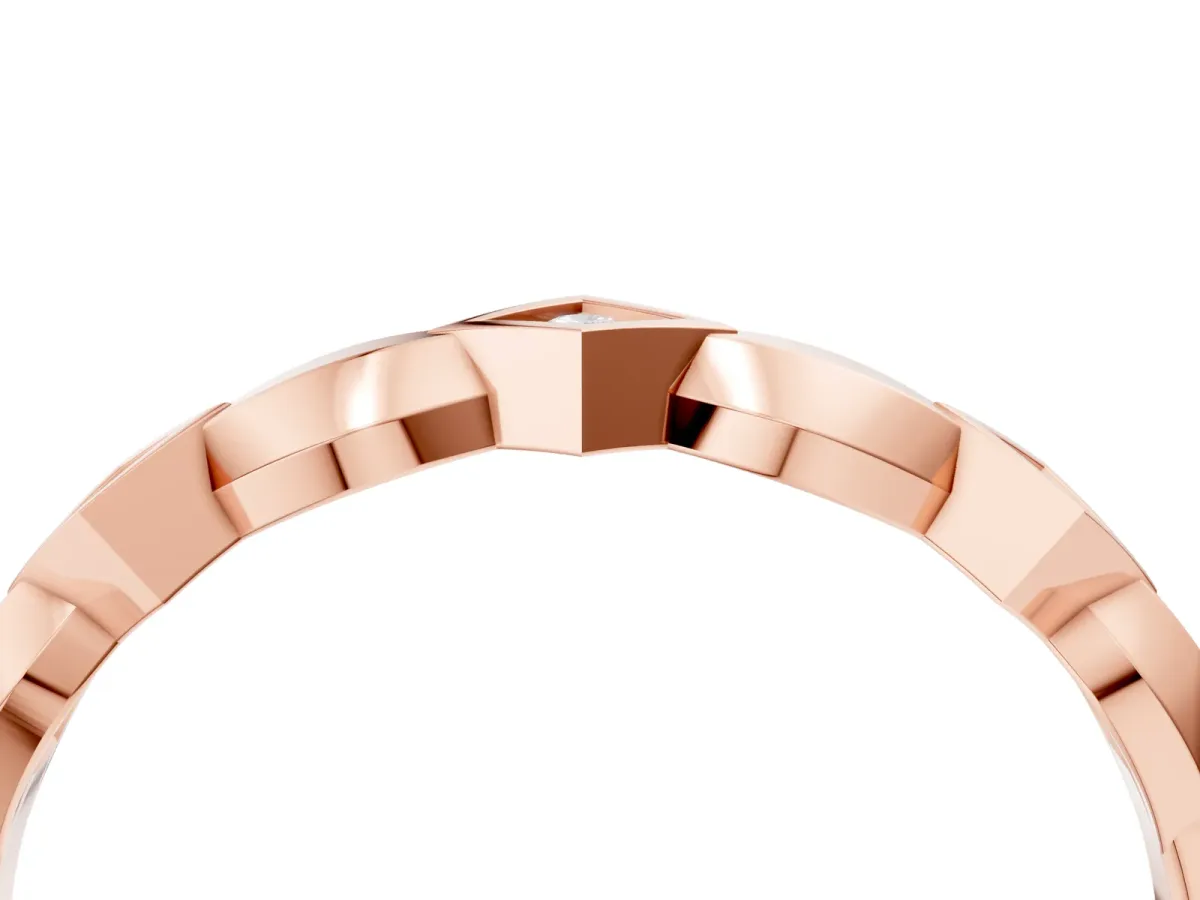 Square Diamond Twist Band with Bezel Setting Rose gold