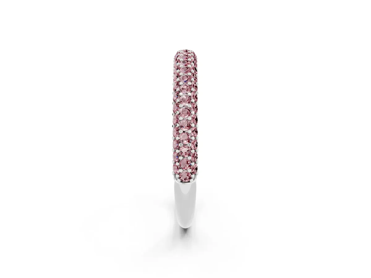 Round Morganite Pavé Eternity Band with Shared Prong Setting White gold
