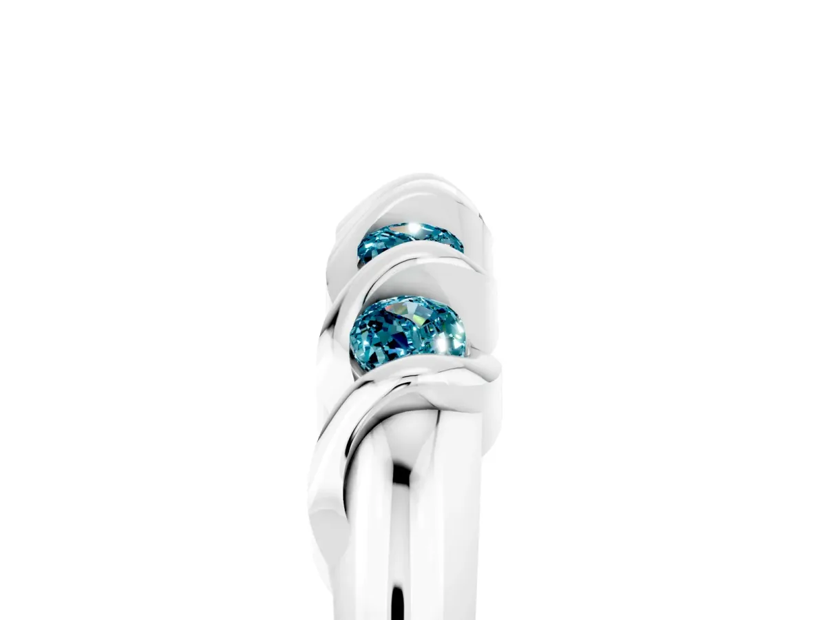 Round Blue Topaz Eternity Band with Twist Prong Setting Silver