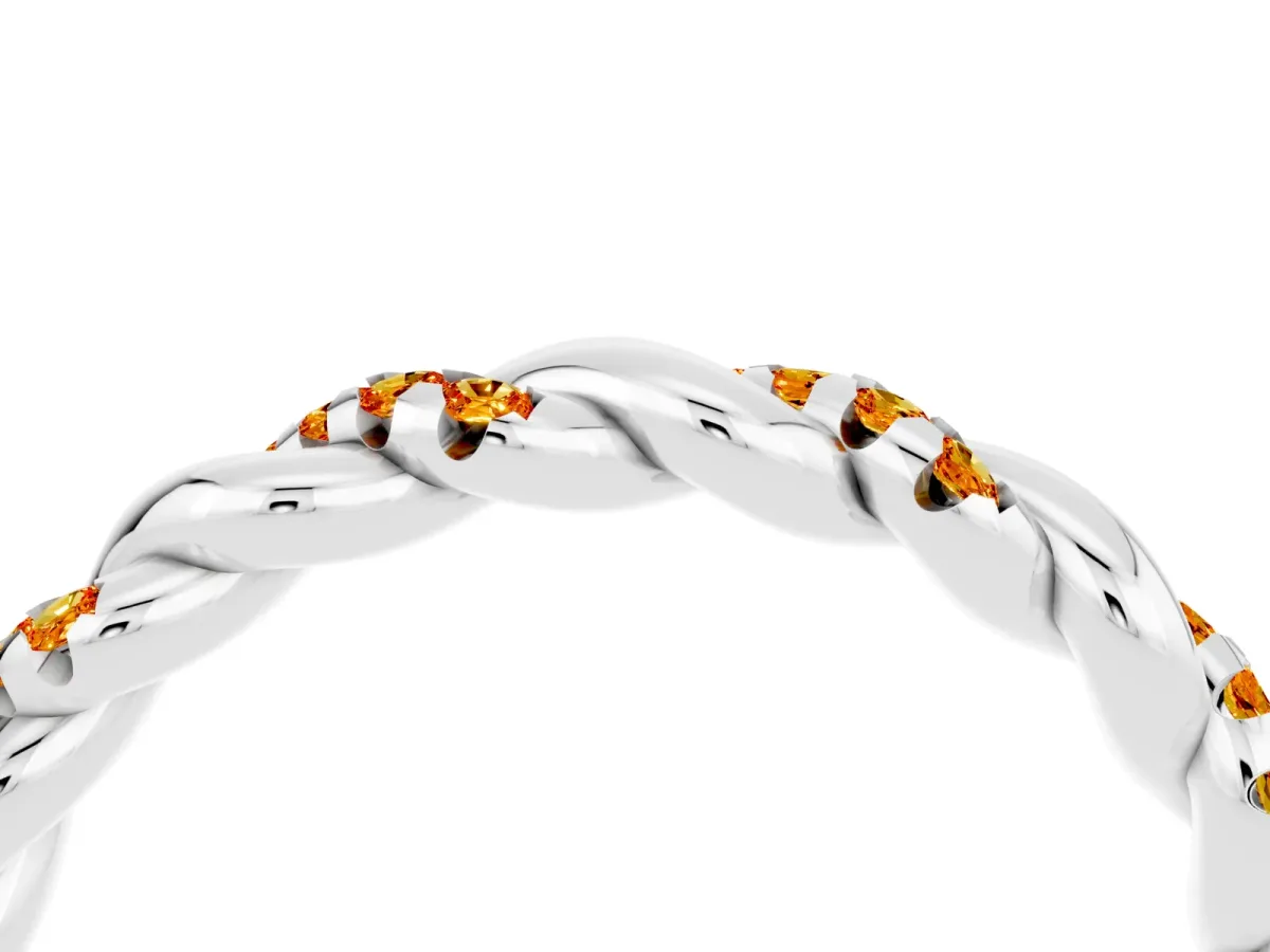 Twisted Pavé Round Citrine Eternity Band Platinum