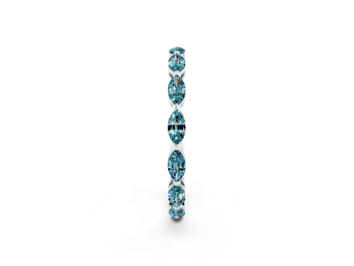 Marquise Blue Topaz Eternity Band with U-Prong Setting Silver