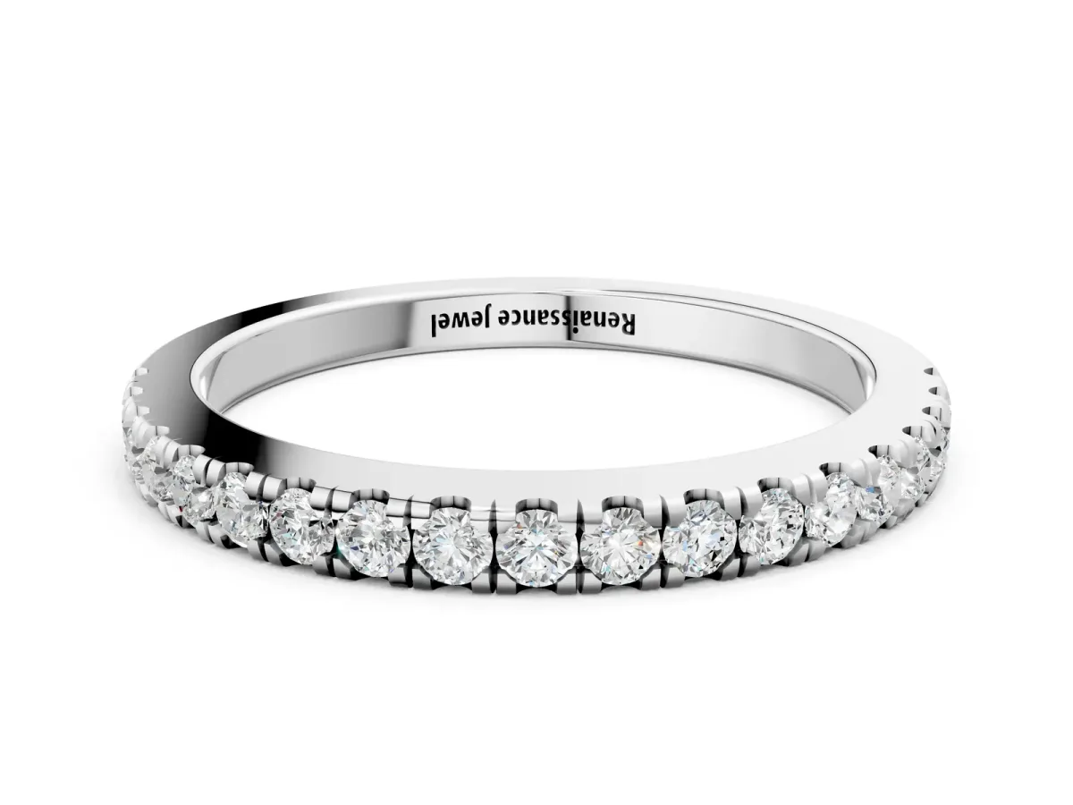 Round Diamond Pavé Eternity Band with U-Prong Setting Silver