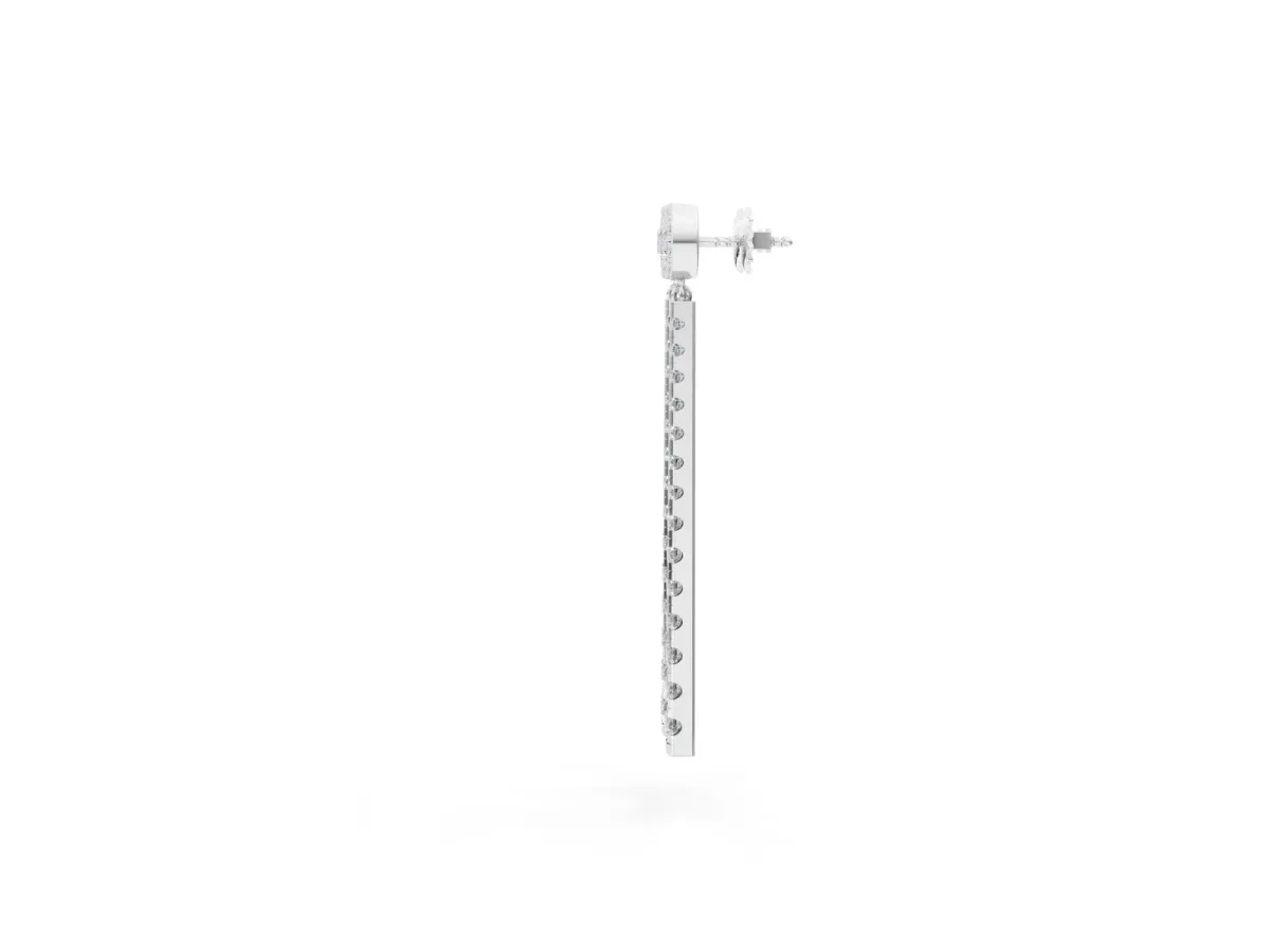 Round Cut Diamond Hinged Graduated Drop Earrings Silver