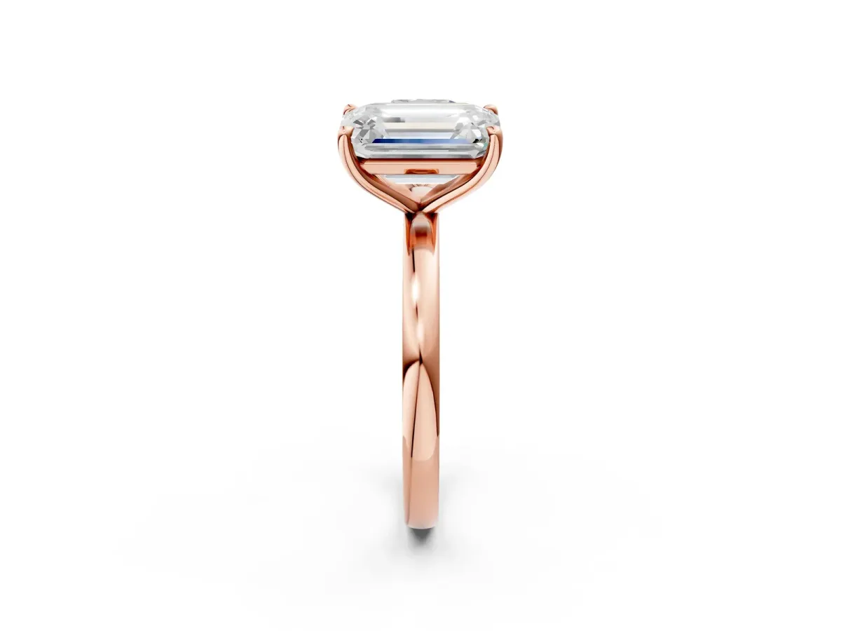 Cushion Cut and Emerald Cut Toi Moi Ring with Prong Setting Rose gold