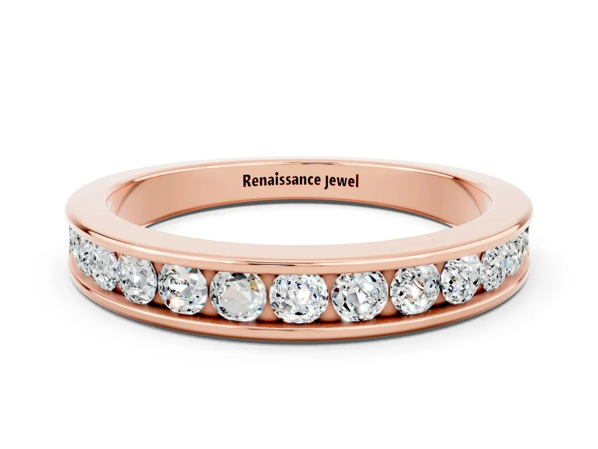 Channel Set Round Moissanite Eternity Band Rose gold