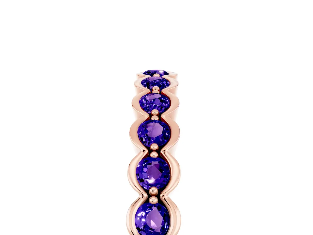 Round Tanzanite Bezel Set Eternity Band Rose gold