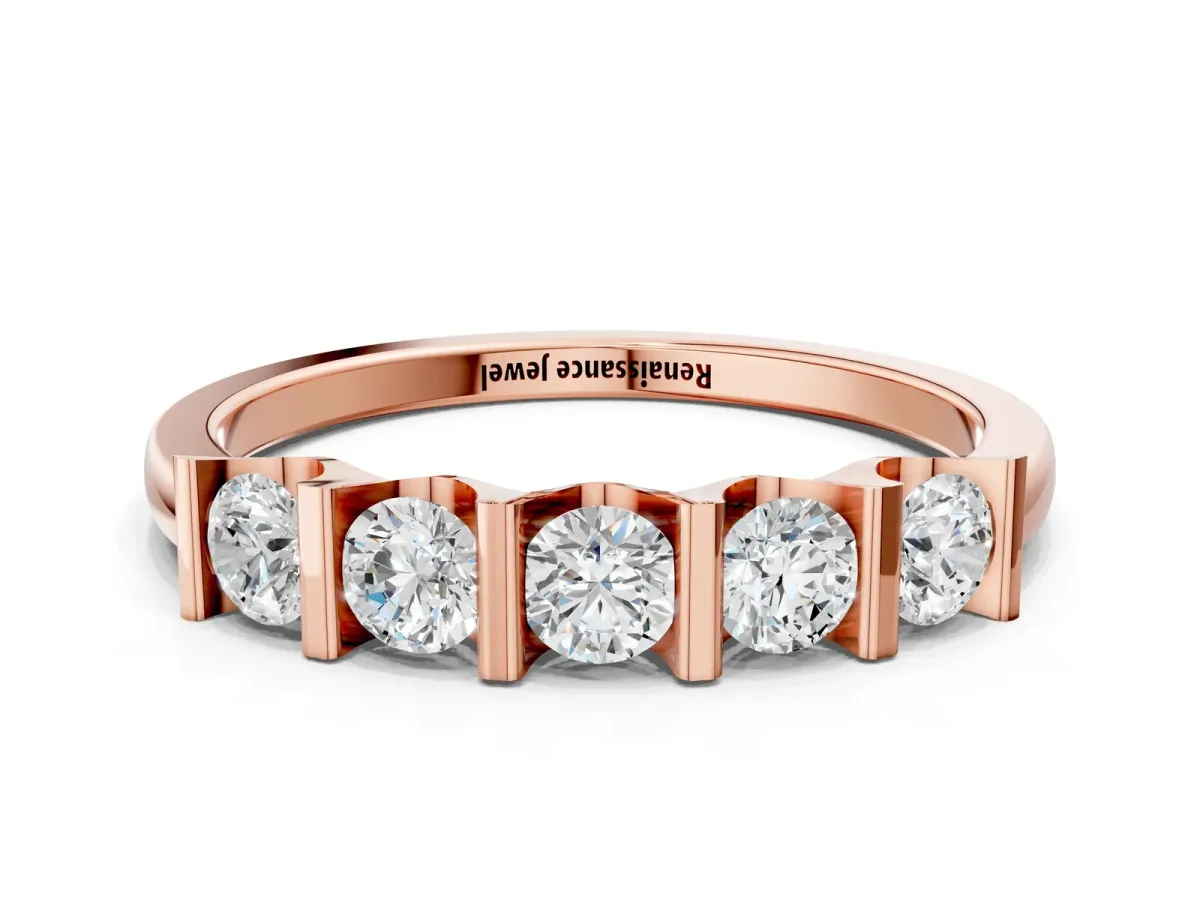 Channel-Set Round Diamond Five-Stone Band Rose gold