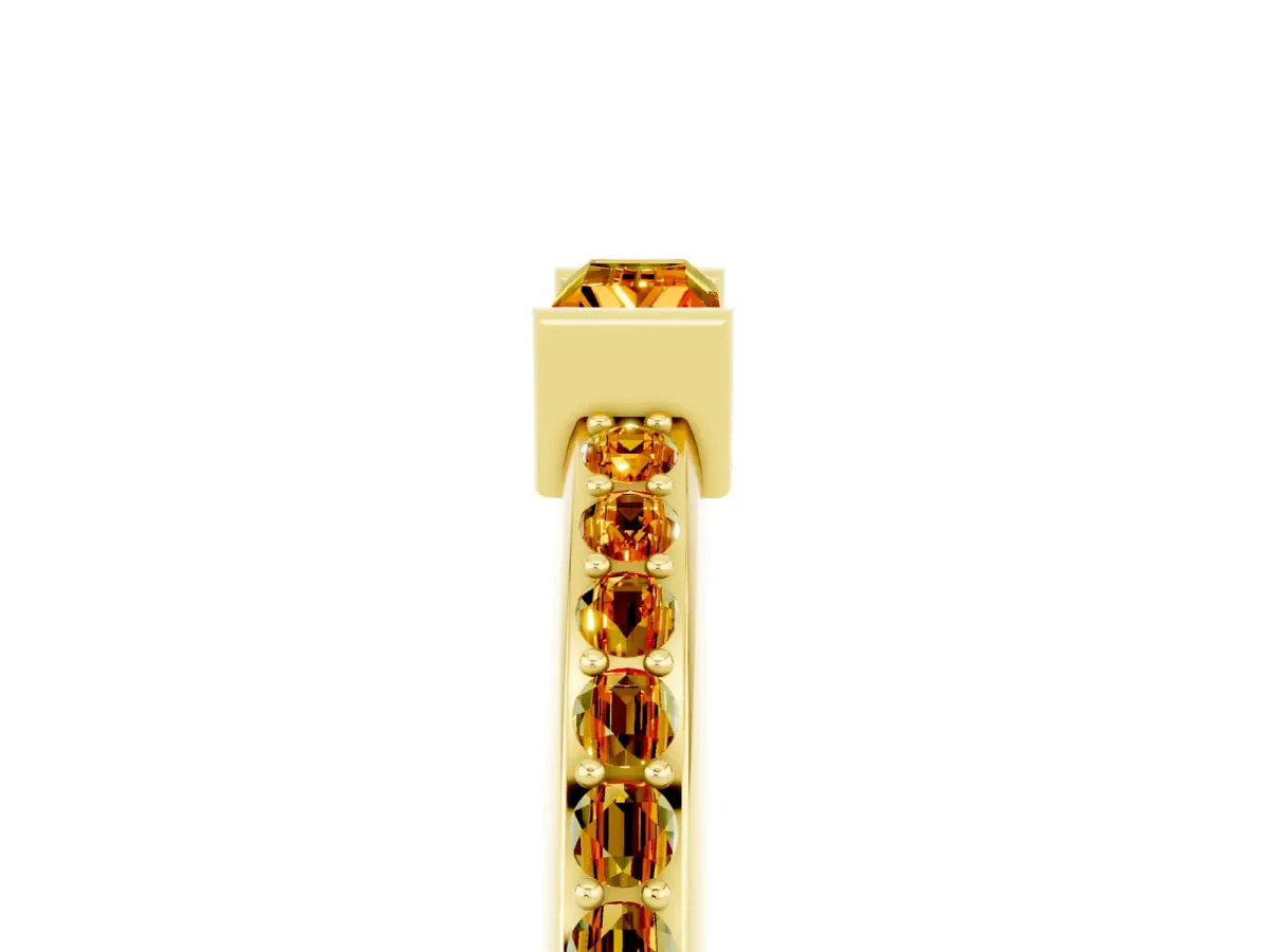 Baguette Citrine Pavé Band with Bar Setting Yellow gold