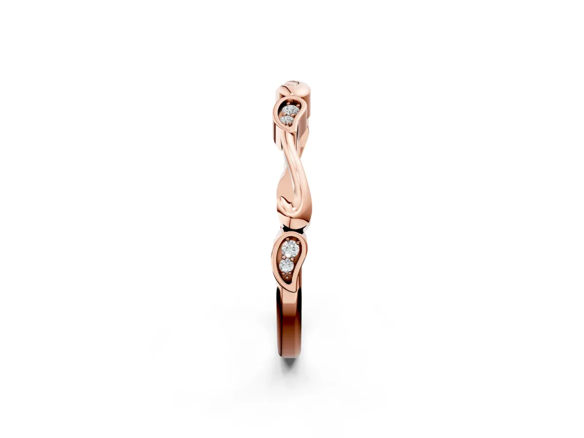 Marquise Diamond Leaf Twist Eternity Band with Bezel Setting Rose gold
