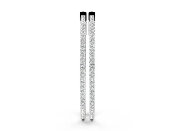 Round Diamond Pave Hoop Earrings with Prong Setting White gold