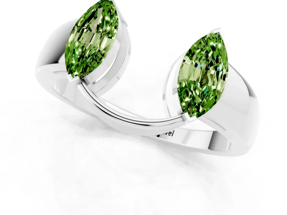 Marquise Peridot Open Band Ring with Tension Setting Platinum