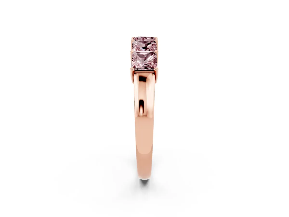 Princess Cut Five-Stone Morganite Band with Prong Setting Rose gold