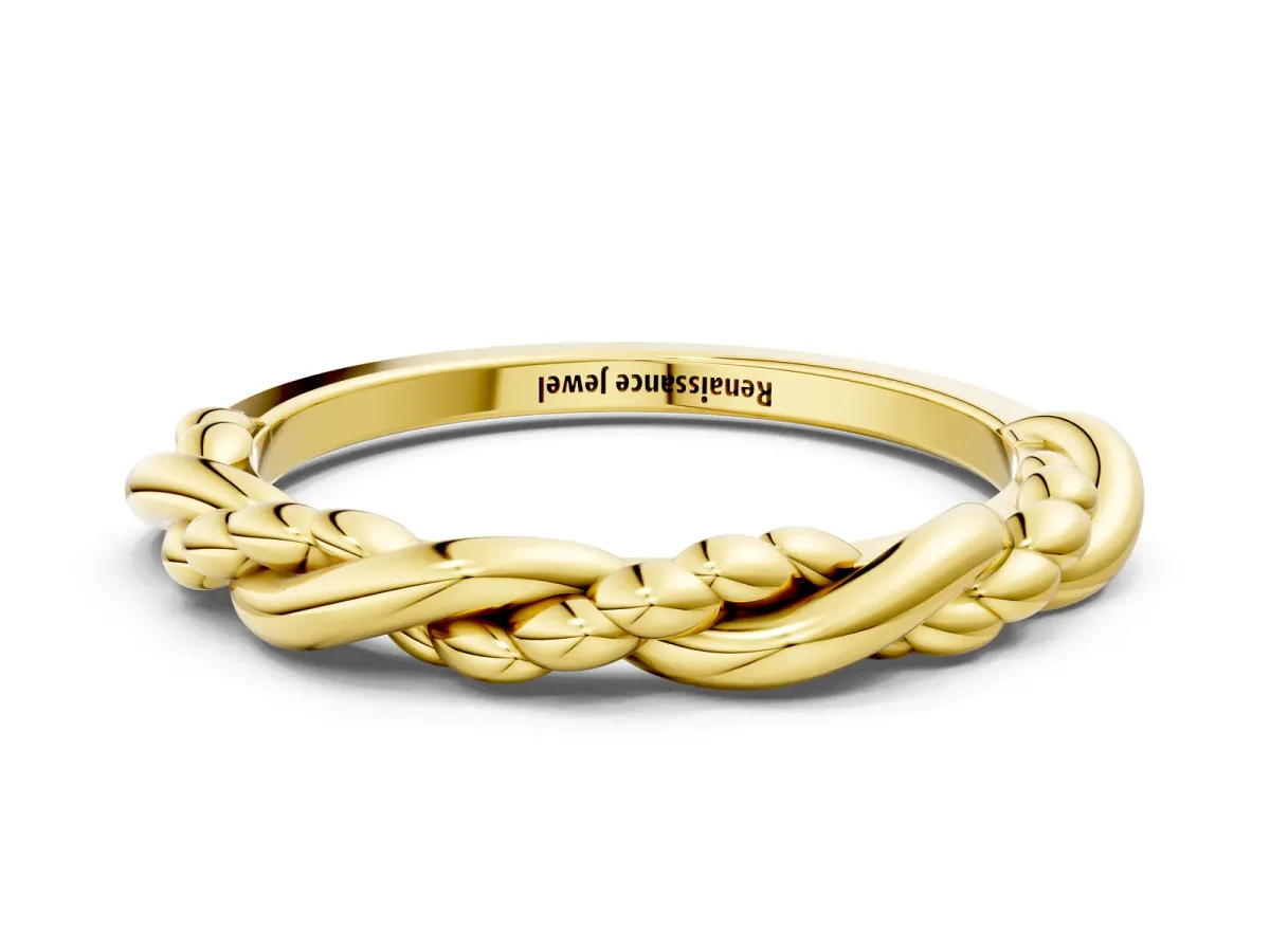 Twisted Rope Solitaire Band Yellow gold