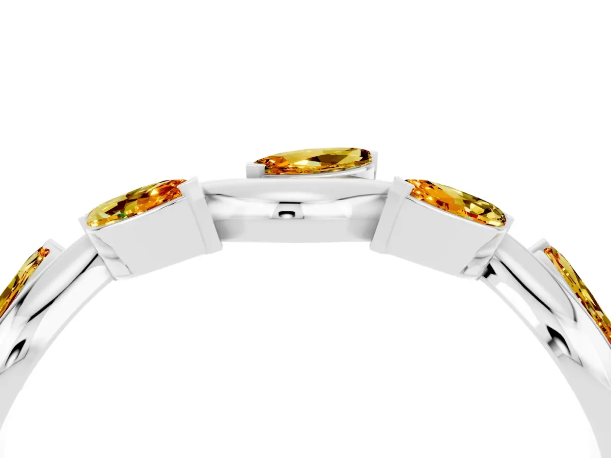 Marquise Citrine Twisted Band with Prong Setting Platinum