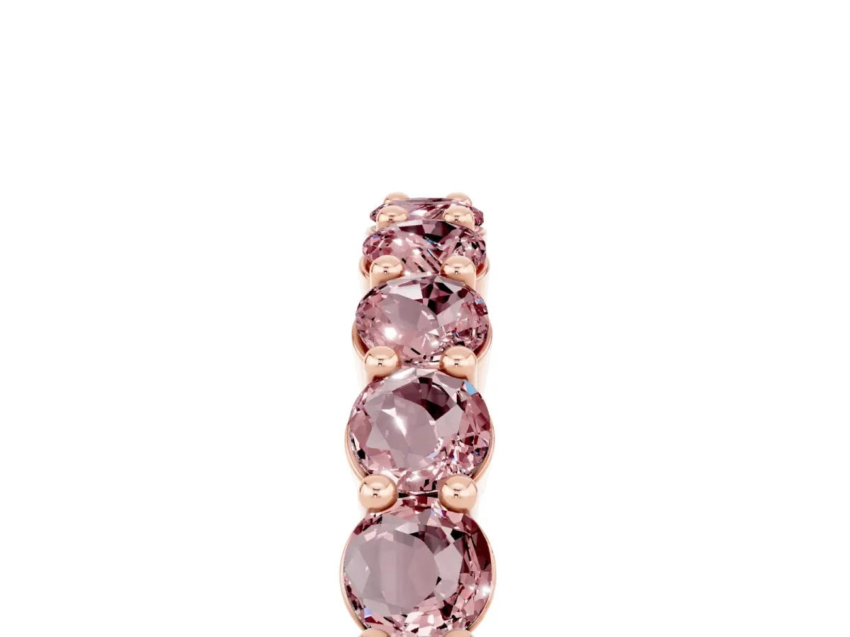 Round Morganite Half Eternity Band with Prong Setting Rose gold