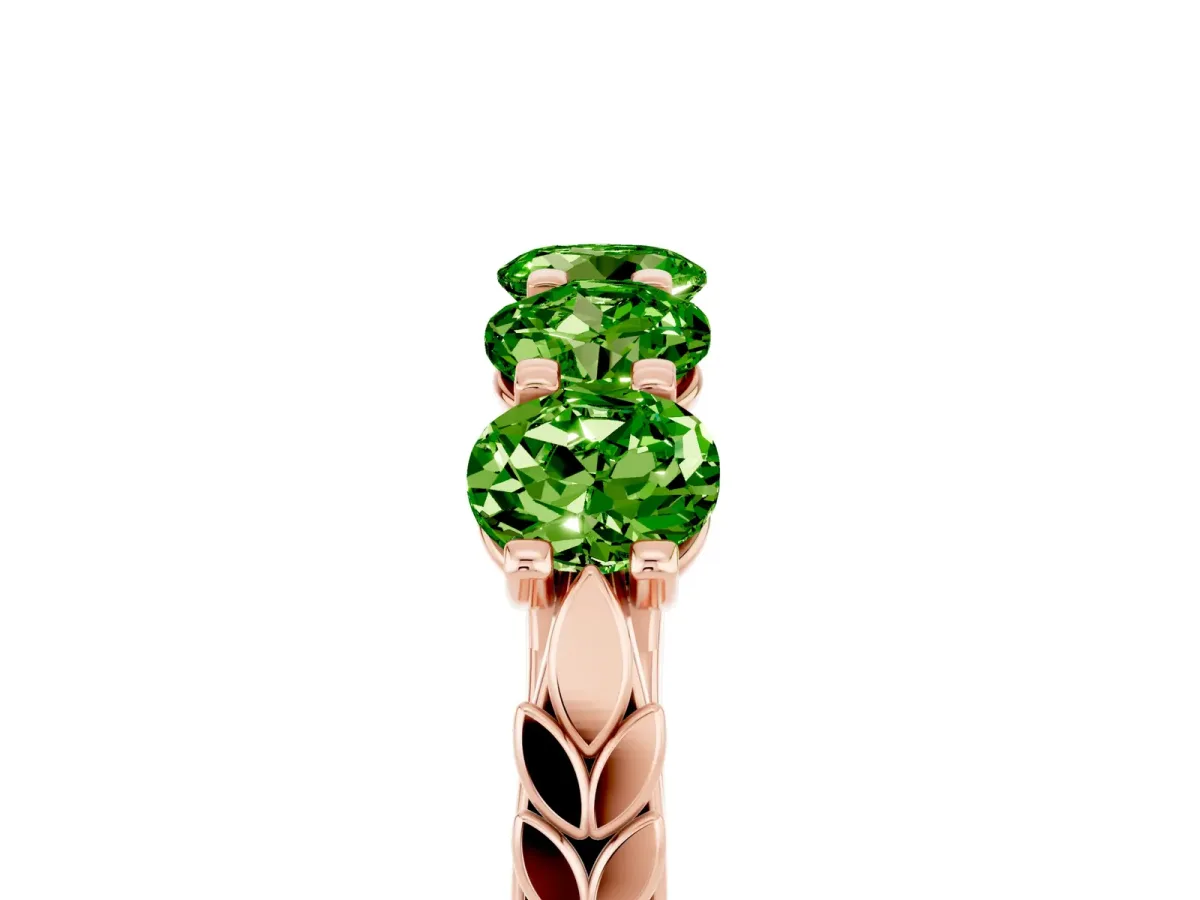 Five-Stone Round Peridot Prong-Set Band Rose gold