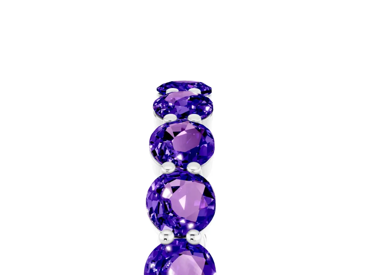 Round Tanzanite Eternity Band with U-Prong Setting Silver