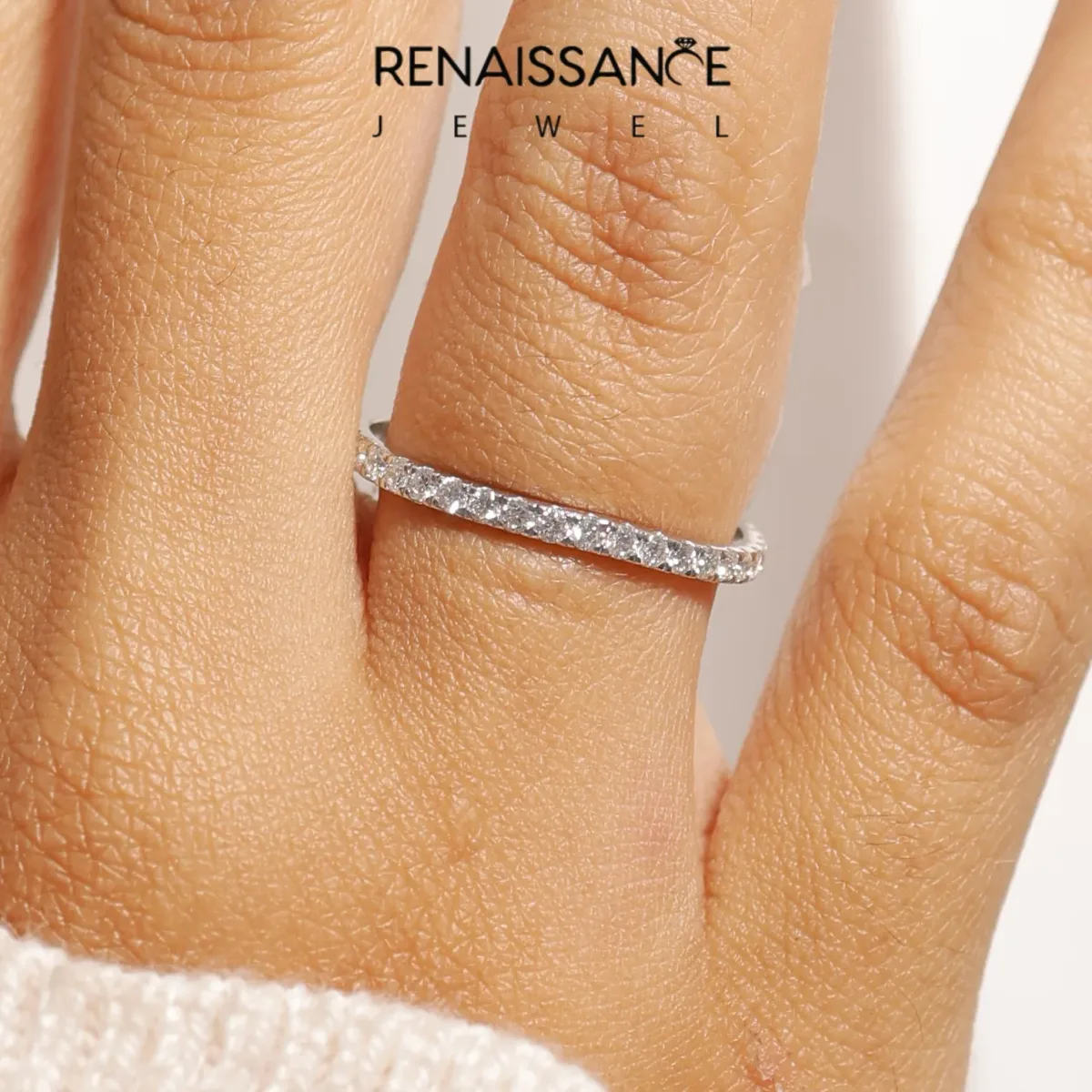 Round Diamond Pavé Curved Wedding Band Silver