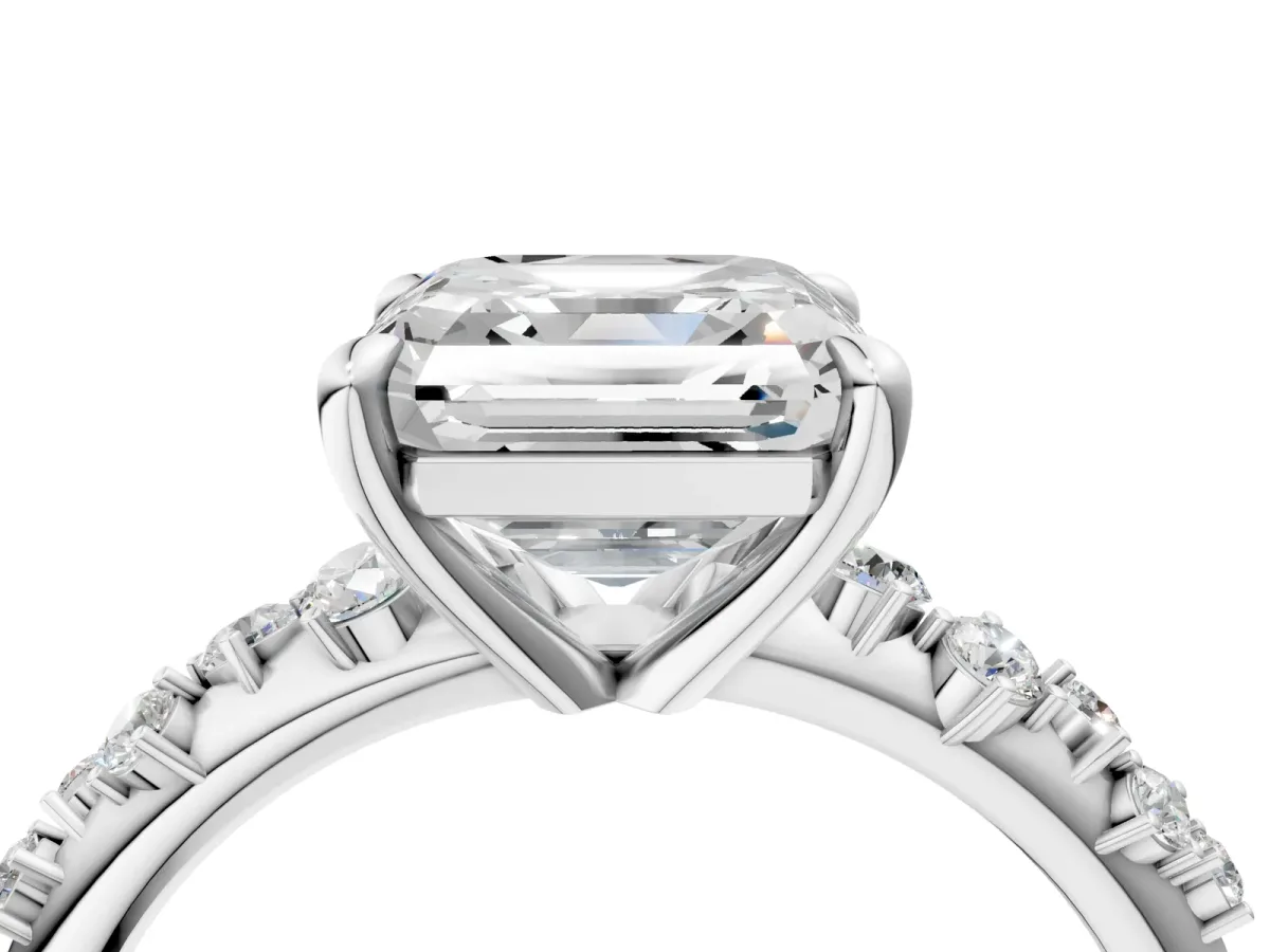 Asscher Cut Cut Diamond Vine Band with Four-Prong Setting Platinum