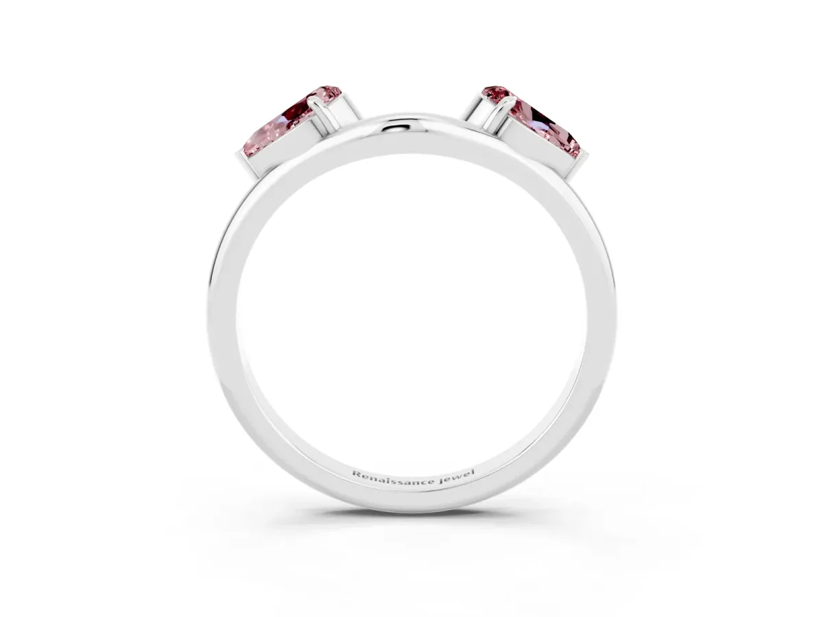 Two-Stone Pear Morganite Bypass Ring with Prong Setting Silver