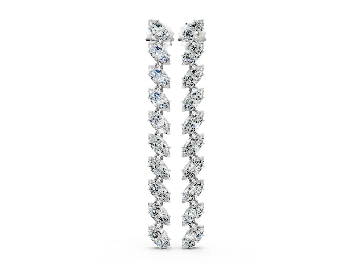 Marquise Diamond Linear Dangle Earrings White gold