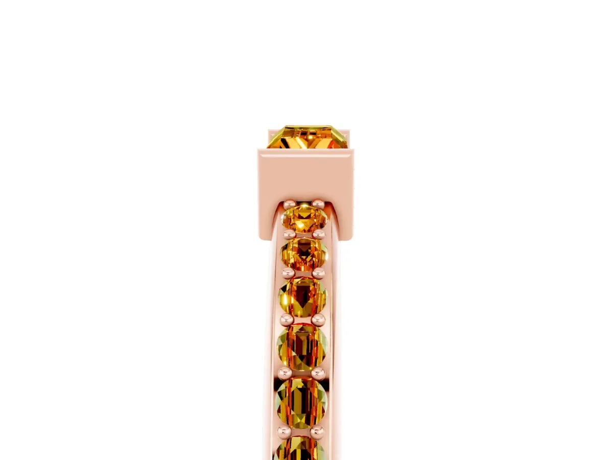 Baguette Citrine Pavé Band with Bar Setting Rose gold