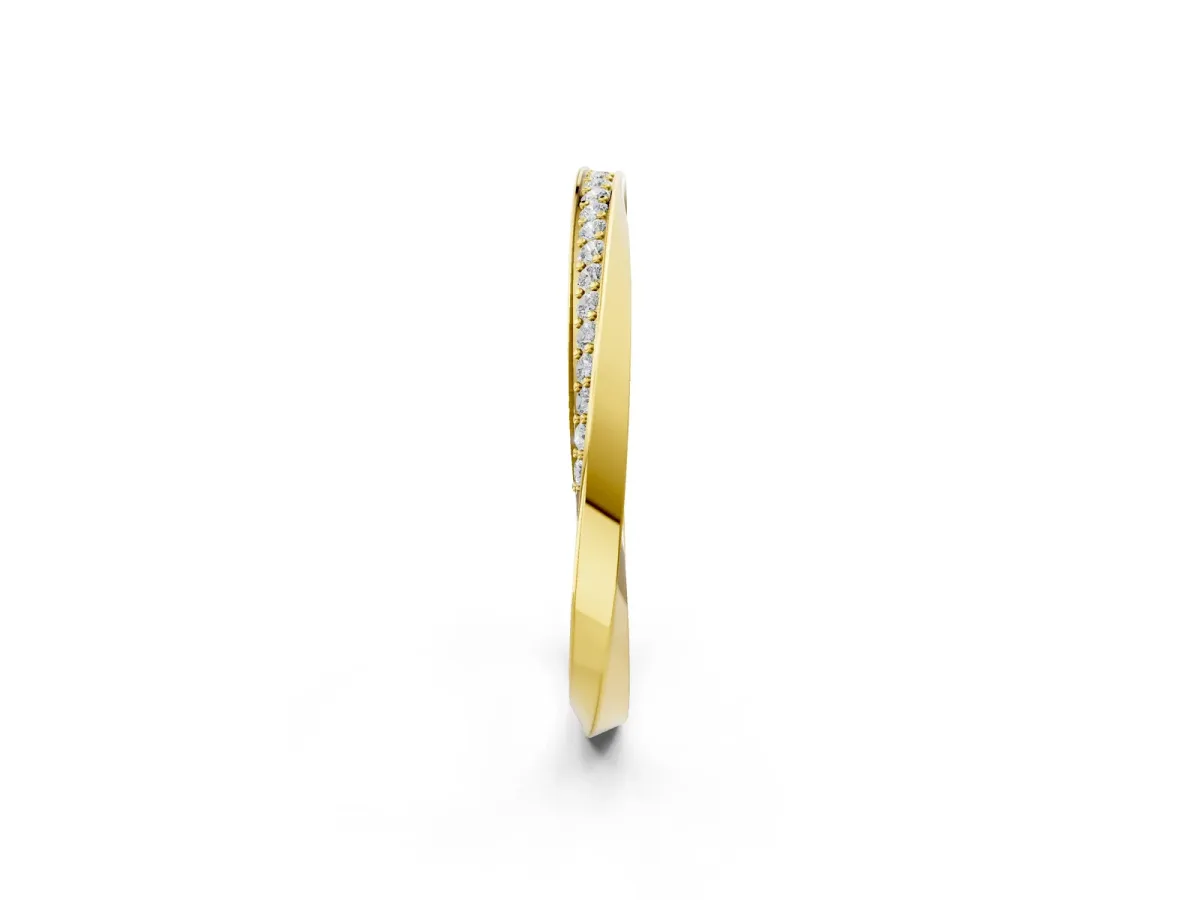 Pavé Round Diamond Twist Band Yellow gold