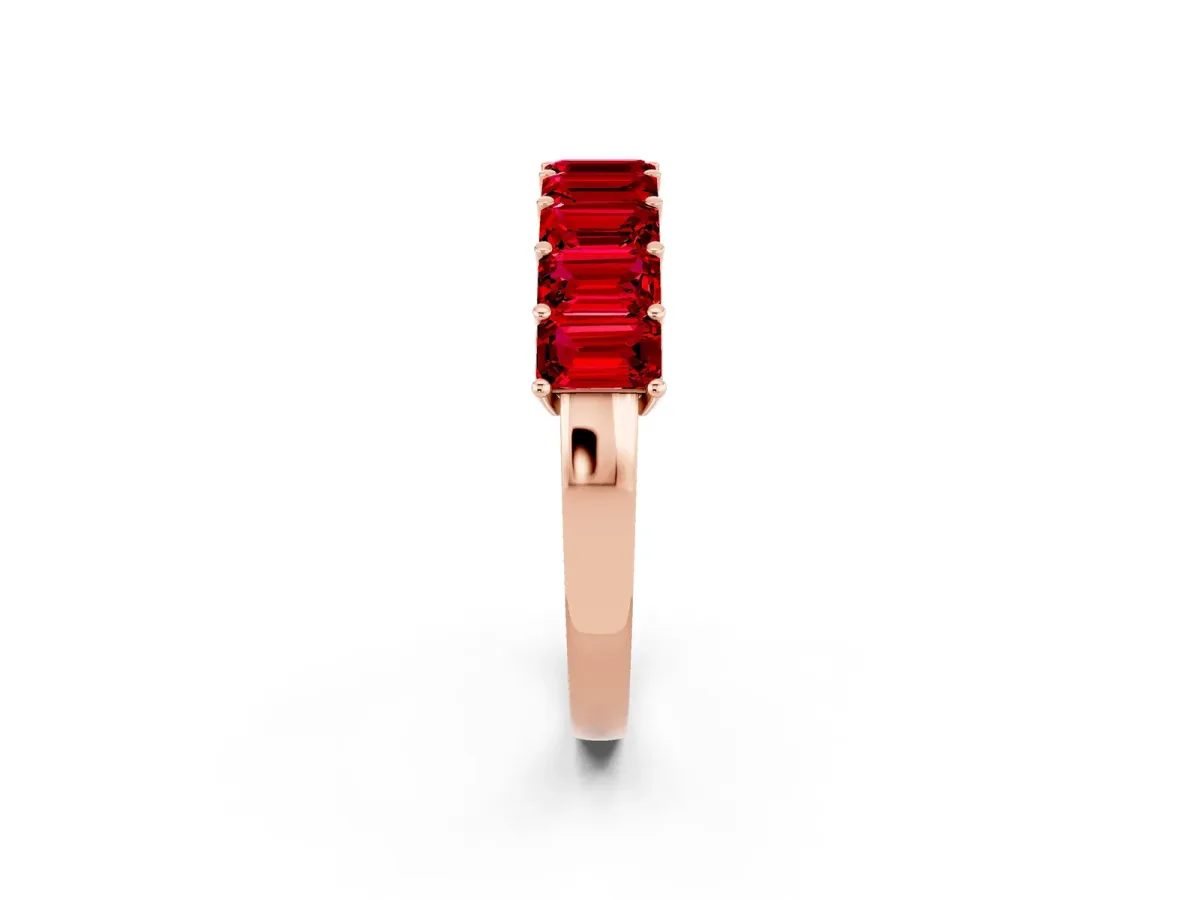 Emerald Cut Ruby Prong-Set Eternity Band Rose gold