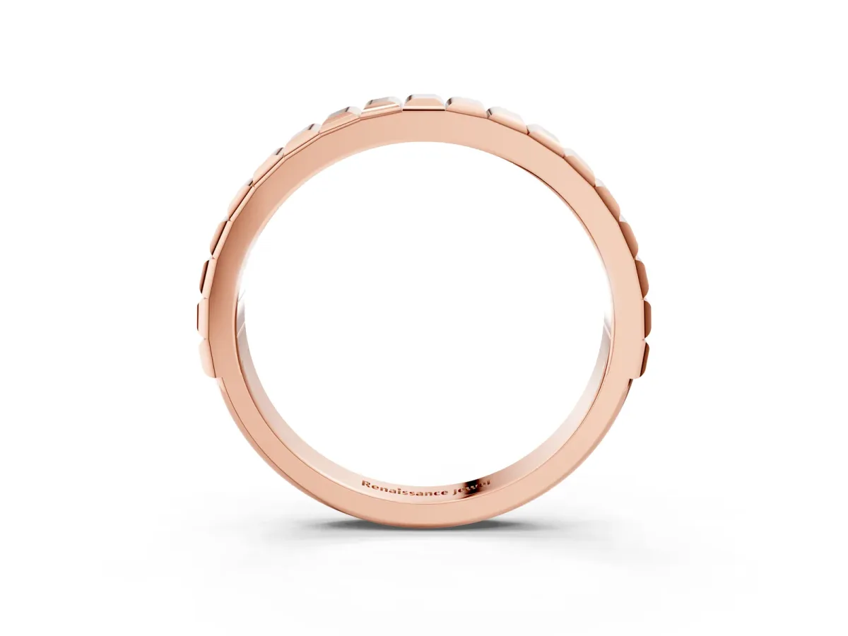 White Gold Ribbed Eternity Band Rose gold