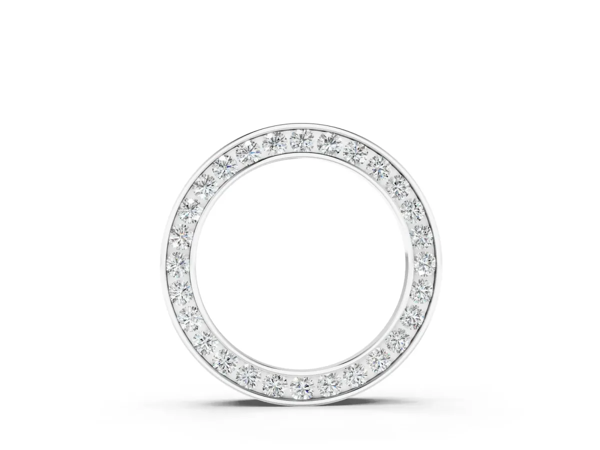 Round Diamond Channel Set Pendant Silver