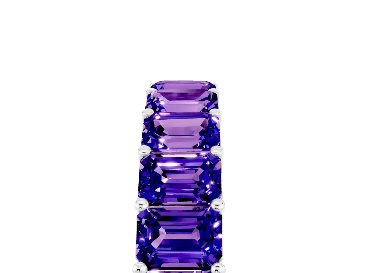Emerald Cut Tanzanite Eternity Band with Shared Prong Setting Platinum