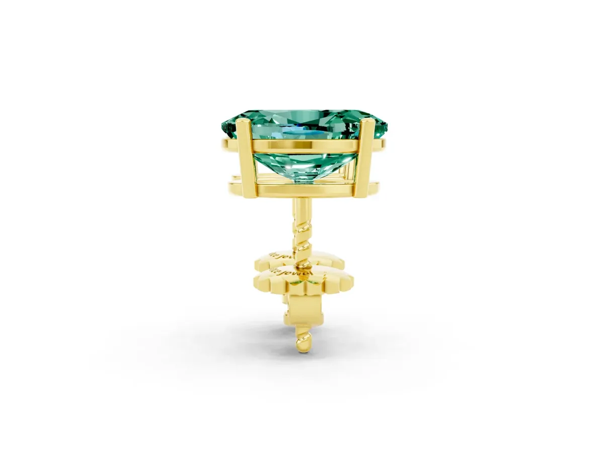 Oval Cut Green Sapphire Stud Earrings Yellow gold