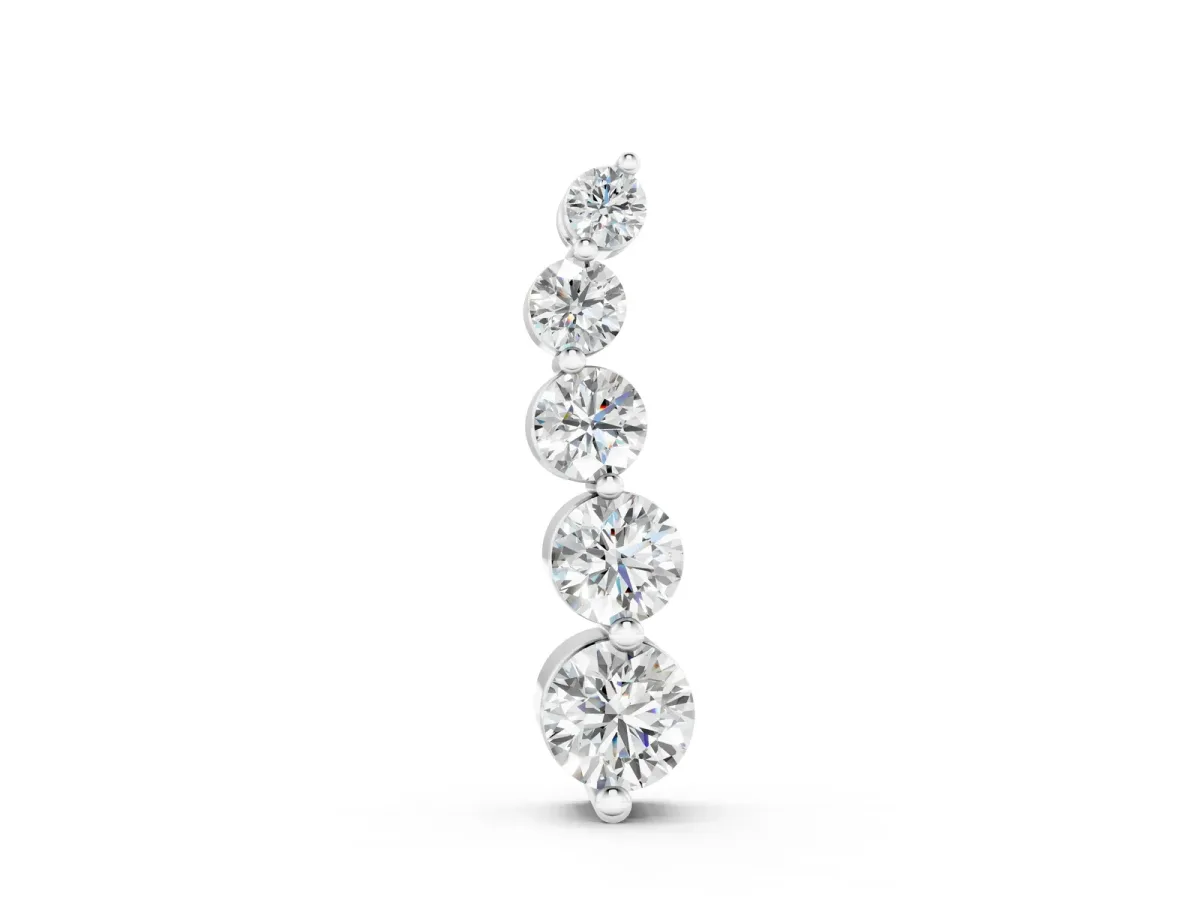 Graduated Round Diamond Prong Set Pendant Silver