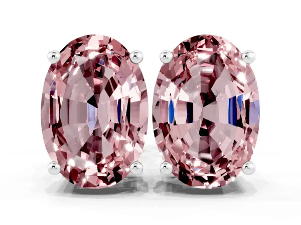 Oval Cut Morganite Stud Earrings Platinum