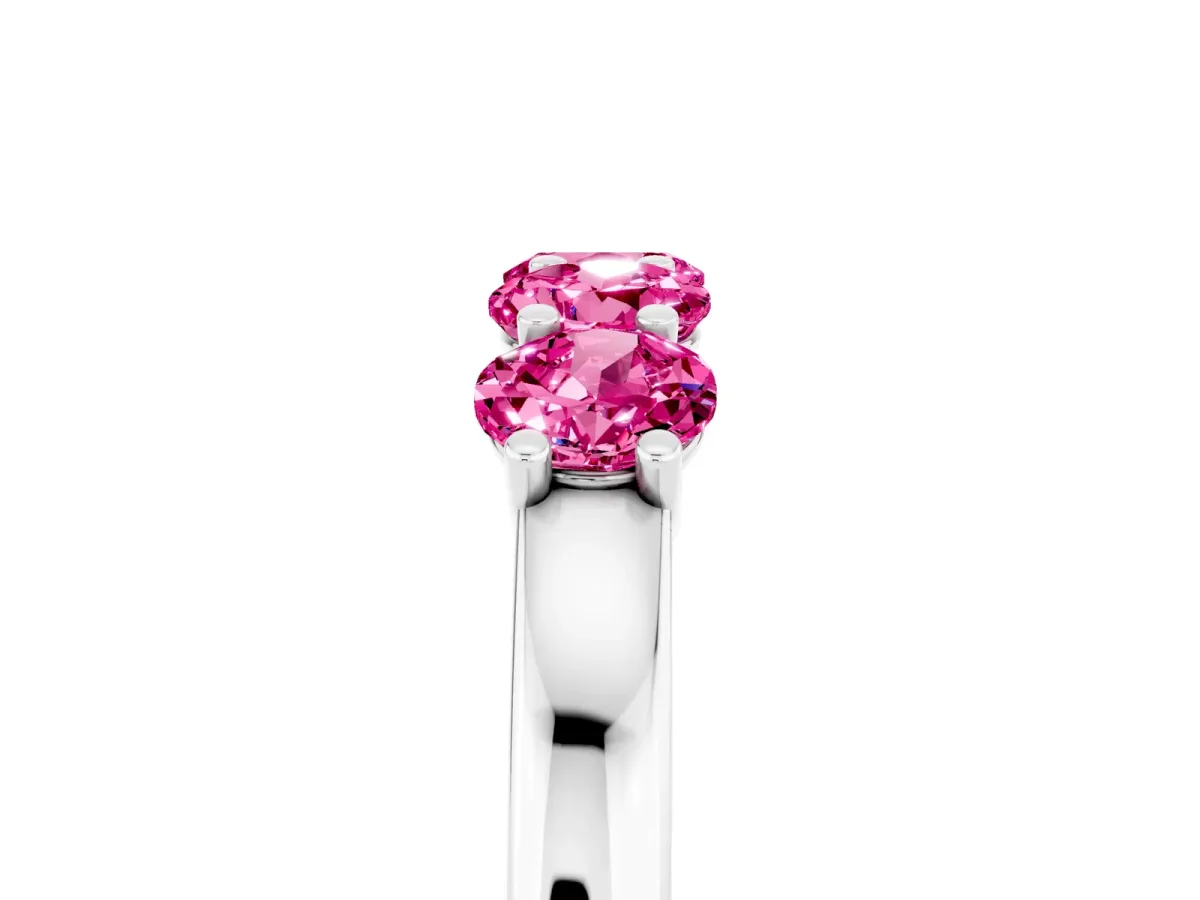 Four-Stone Round Pink Sapphire Prong-Set Band Silver