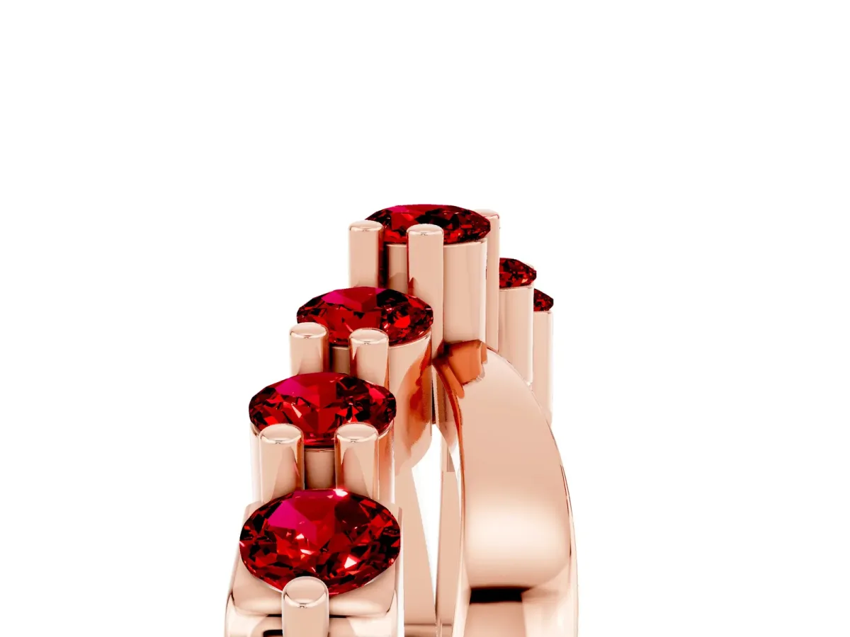 Round Ruby Prong-Set Crossover Band Rose gold