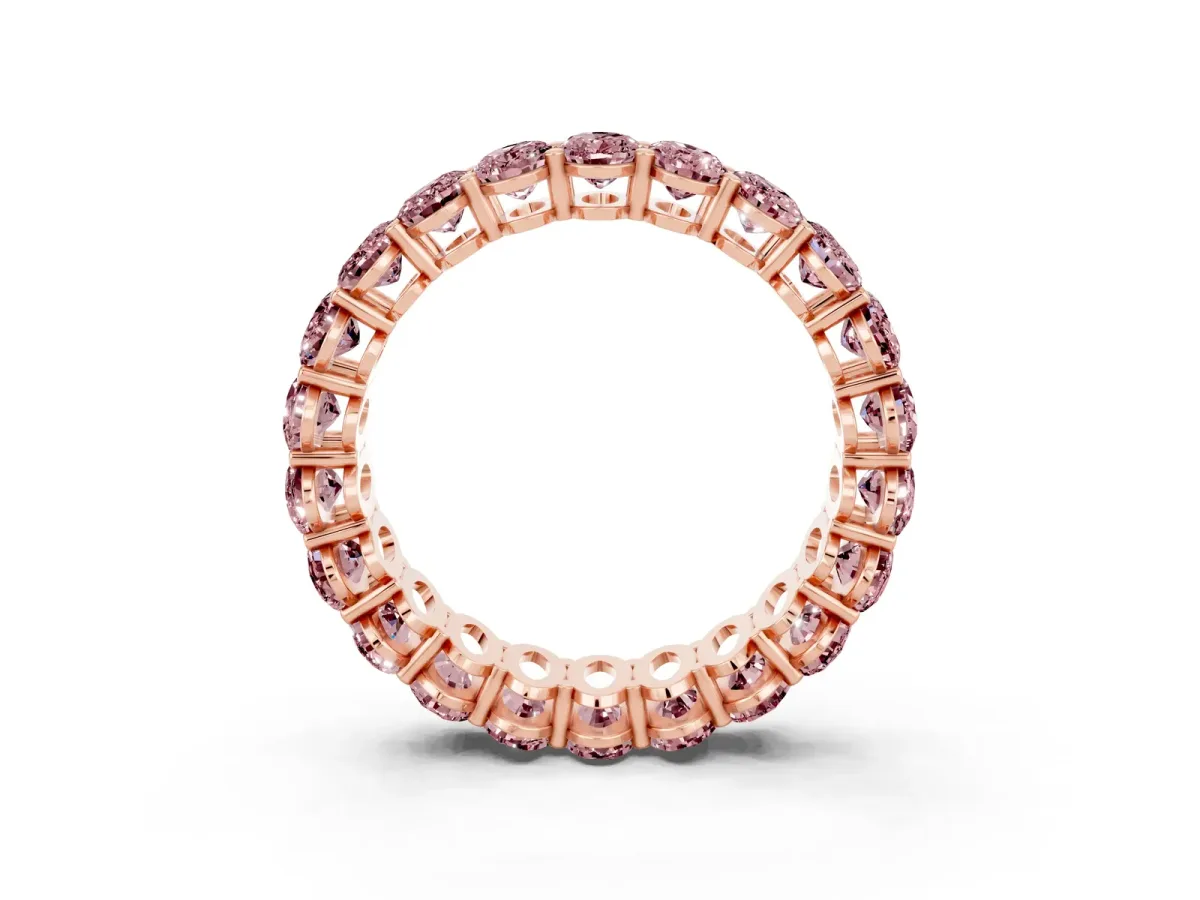 Oval Cut Morganite Eternity Band with Shared Prong Setting Rose gold