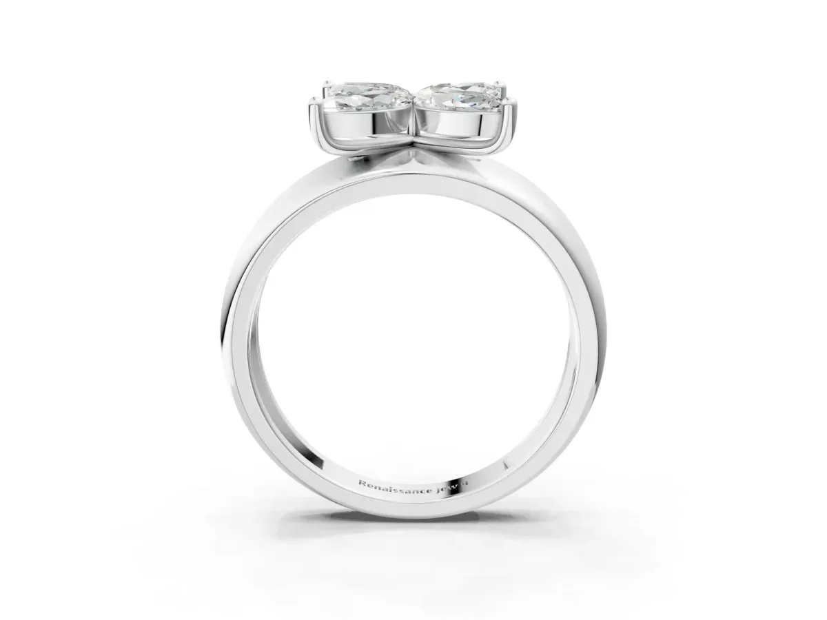 Marquise Diamond Floral Promise Ring Platinum