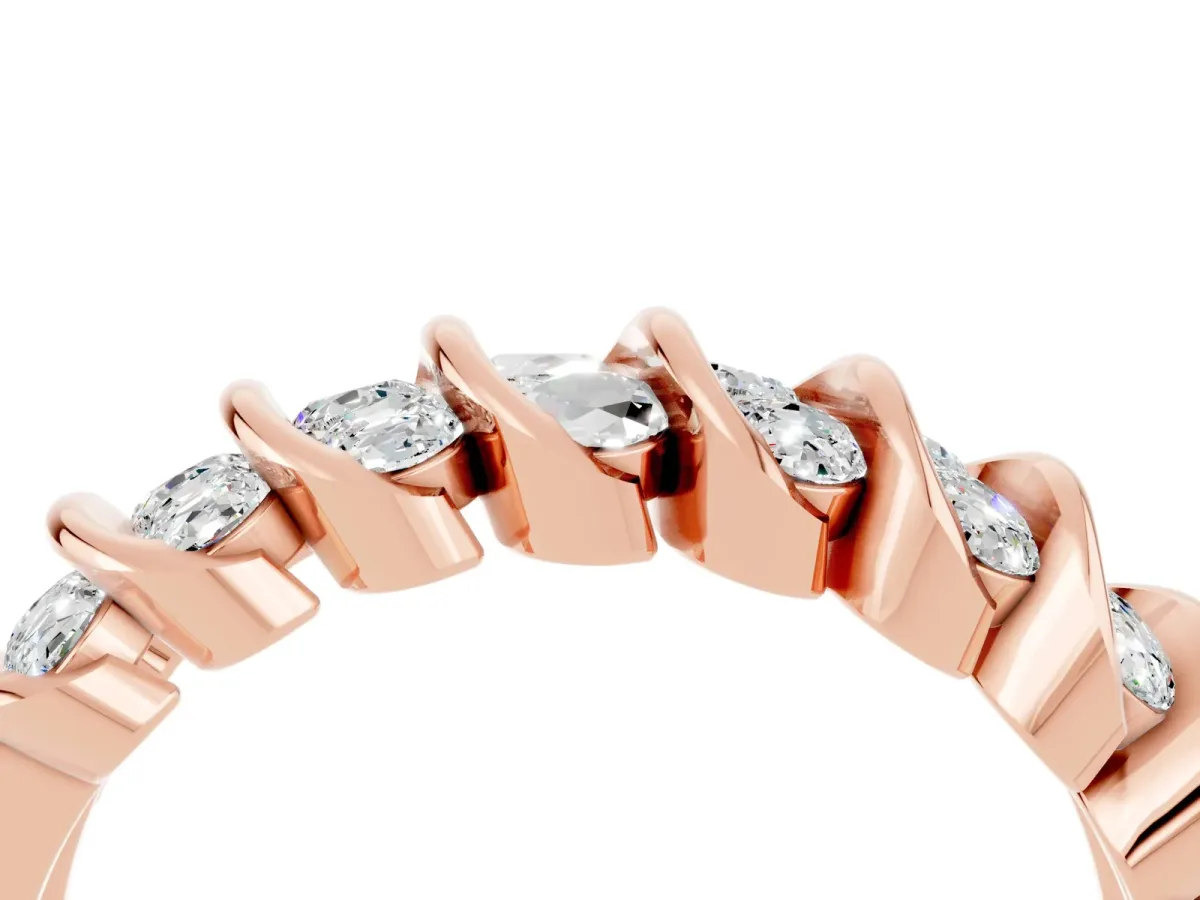 Channel Set Round Moissanite Multi-Row Band Rose gold