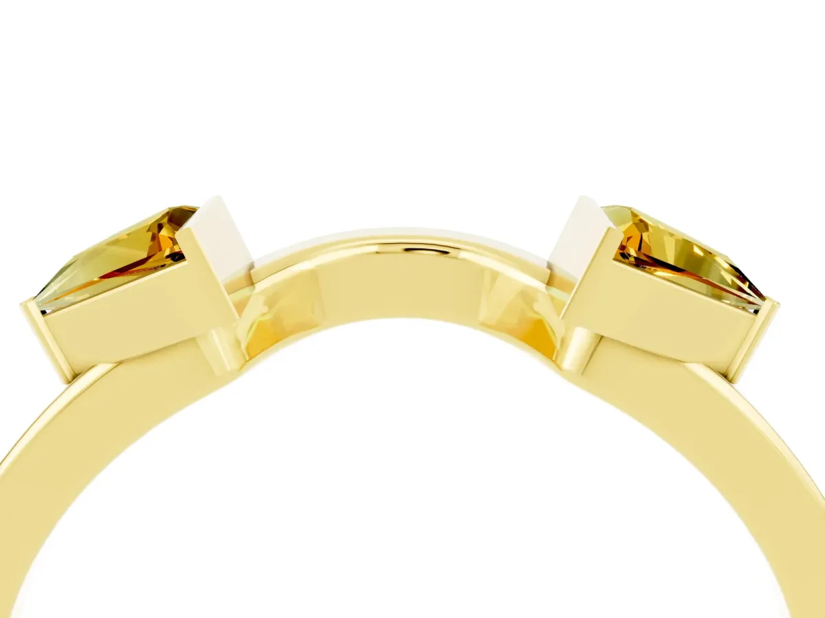Trillion Citrine Open Band Ring with Bezel Setting Yellow gold