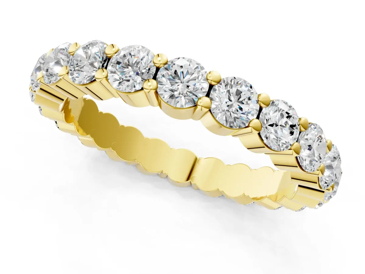 Round Diamond Eternity Band with U-Prong Setting Yellow gold
