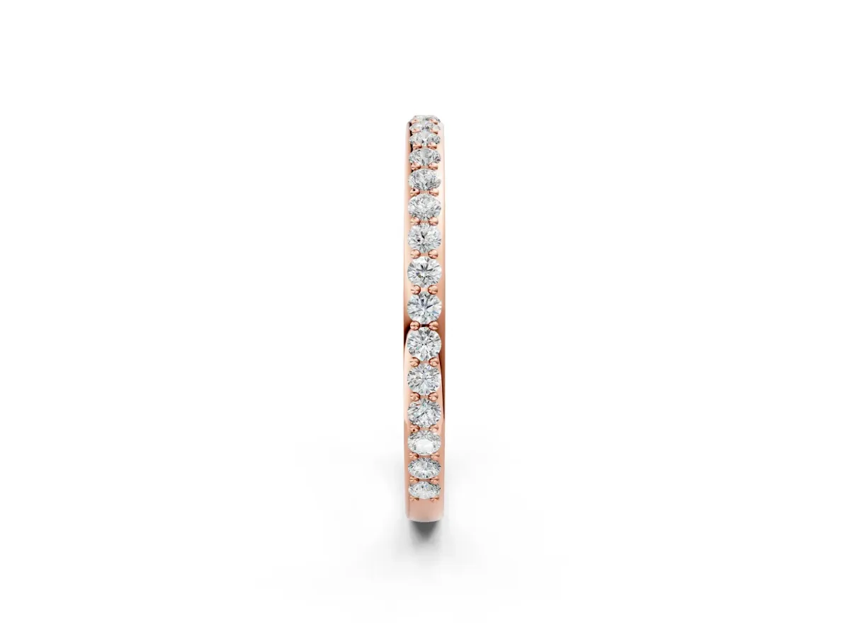 Pavé Round Diamond Eternity Band with Shared Prong Setting Rose gold