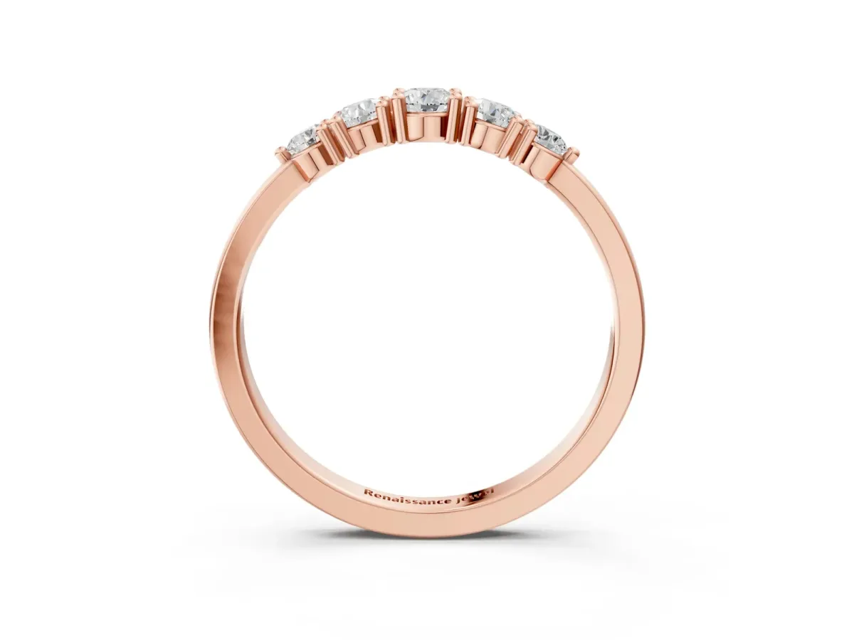 Round Brilliant Diamond Half-Eternity Band with Prong Setting Rose gold